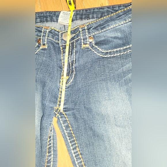 VINTAGE TRUE RELIGION RAINBOW FLAP POCKETS SIZE 28X28 Dark wash johnny - Picture 6 of 16